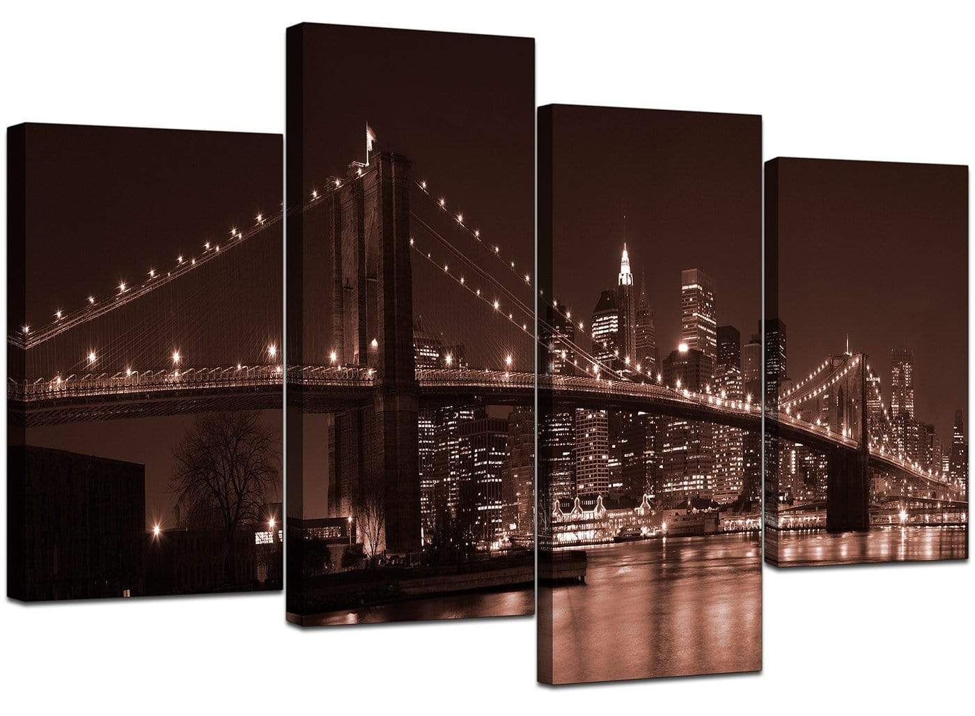 Brown Brooklyn Bridge New York Skyline City Canvas