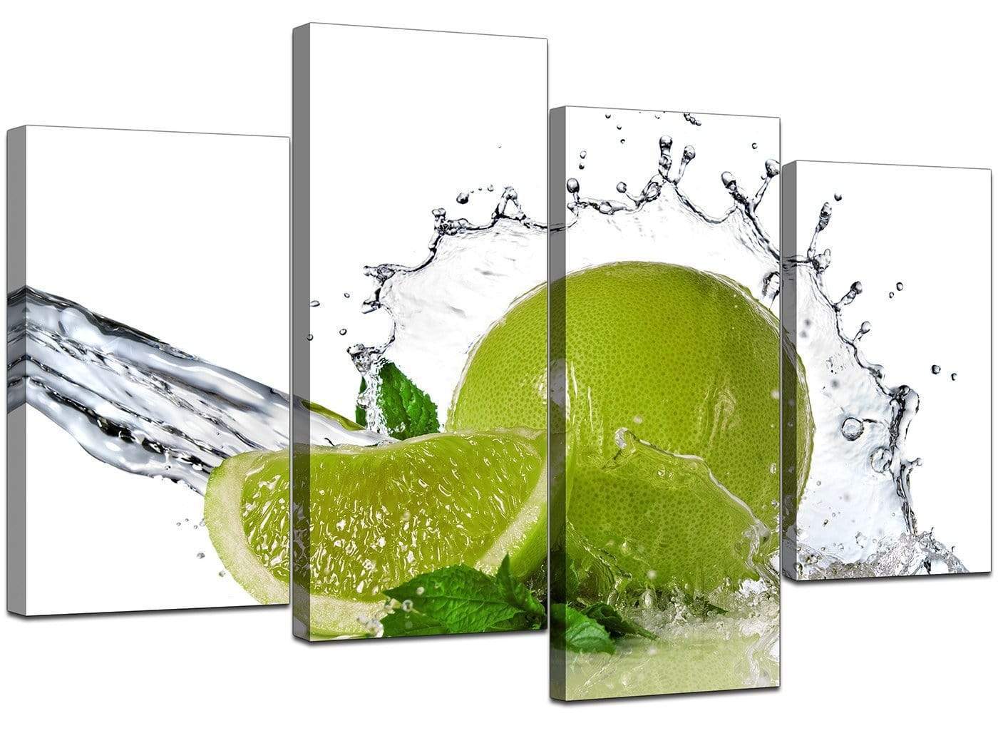 Lime Green White Fruit Splash Kitchen Canvas