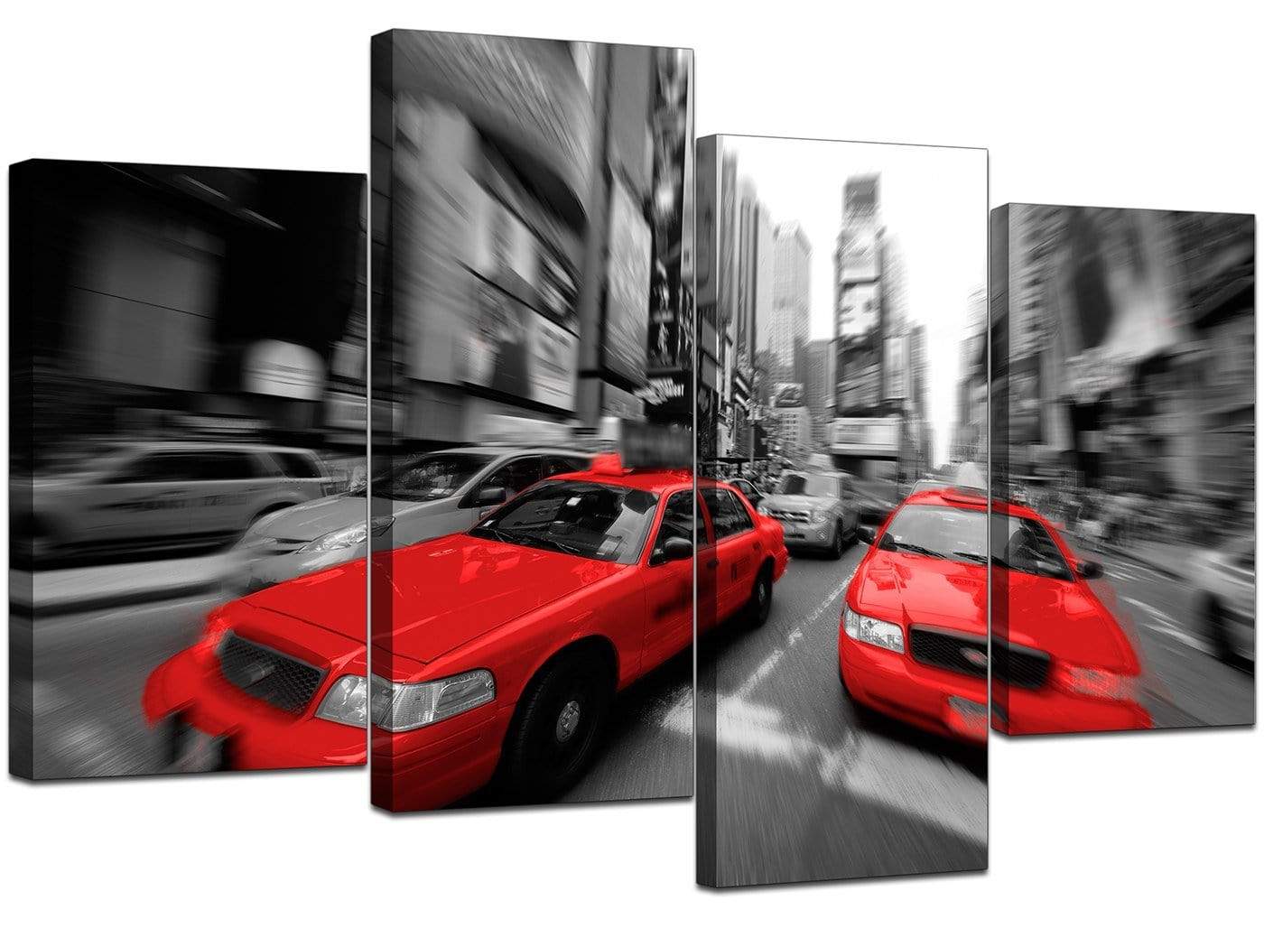 Red Black White Grey New York Taxi Cab City Canvas