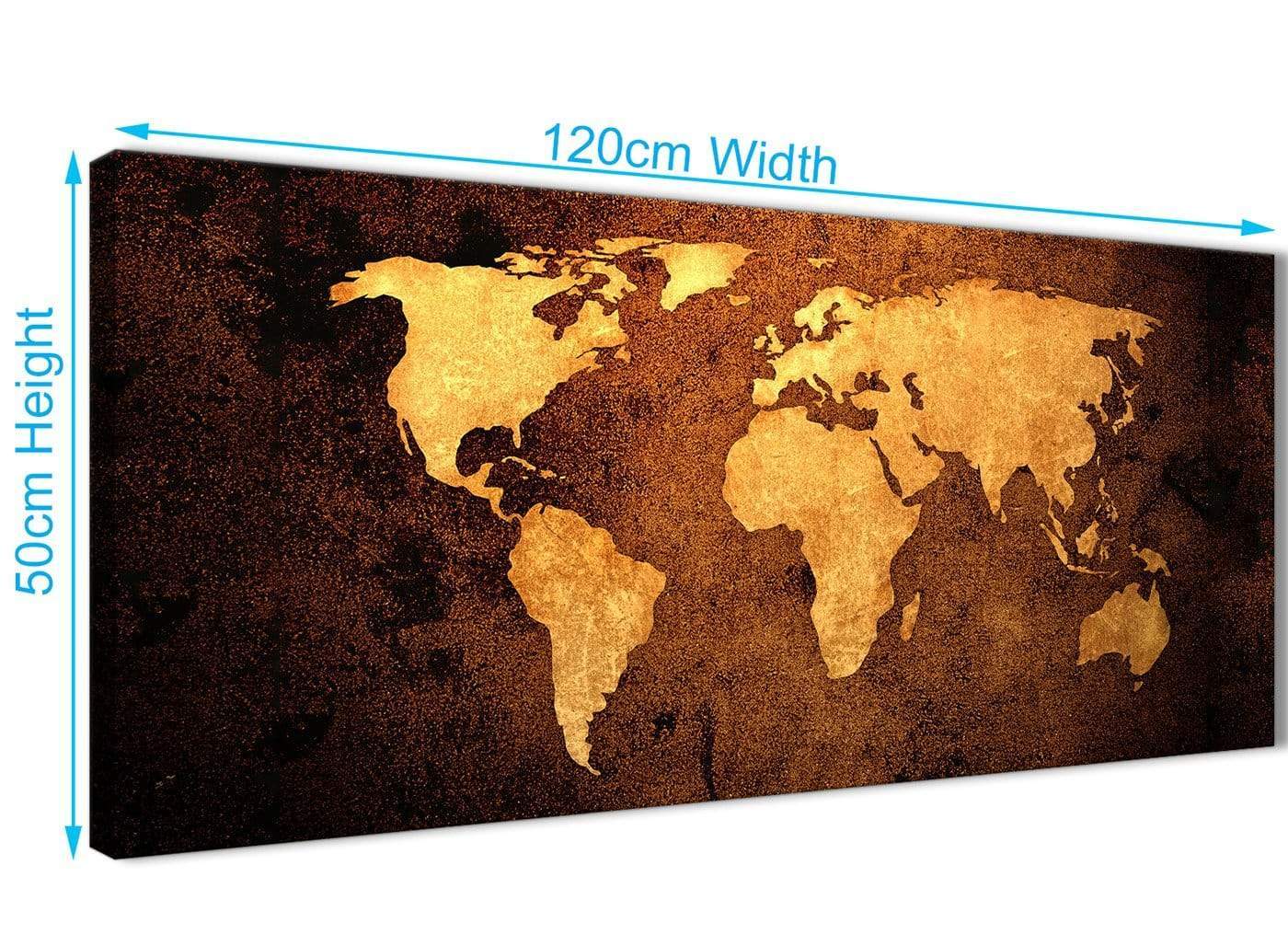 Old World Map - Brown Cream Canvas