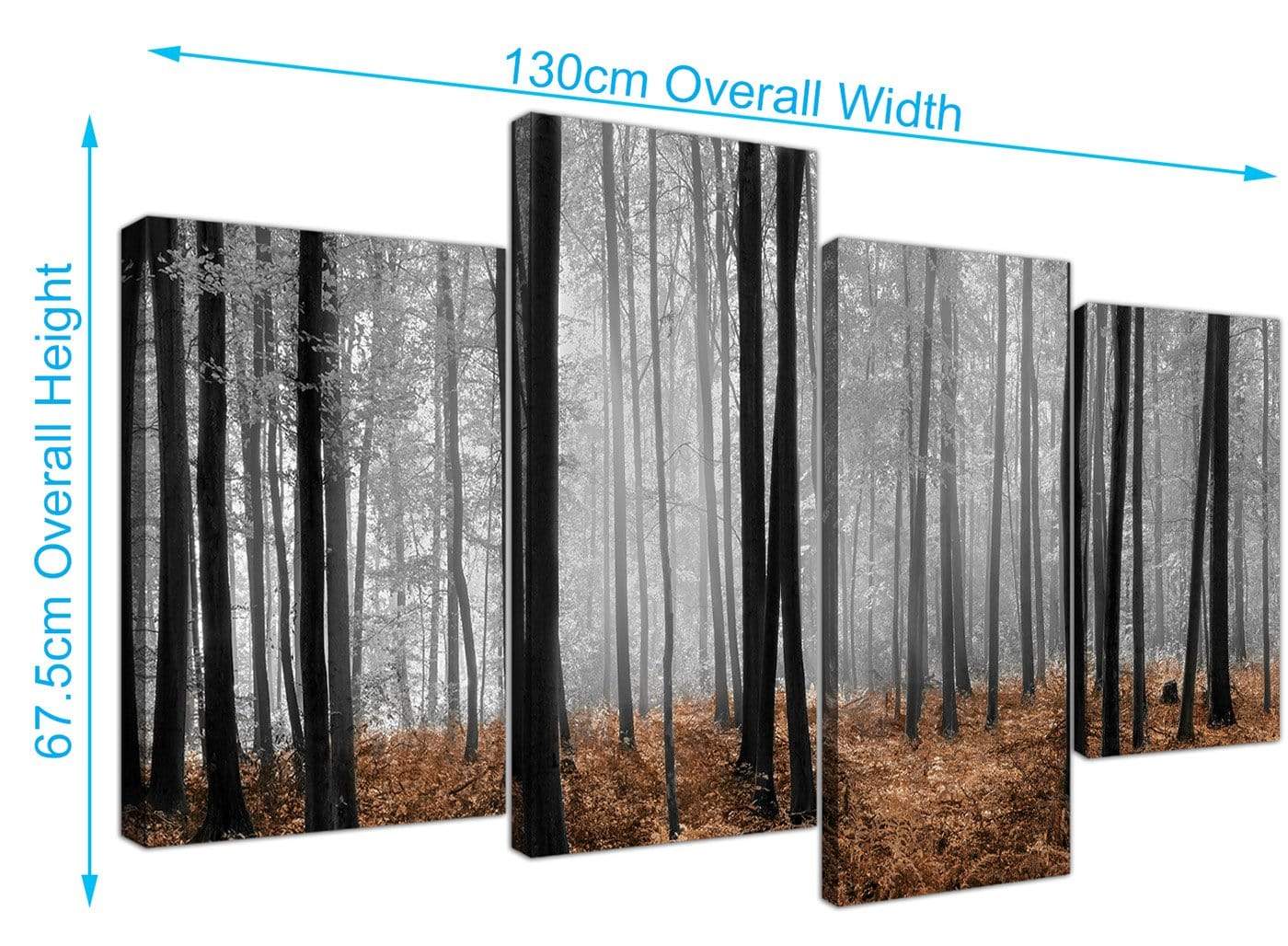 Black White Brown Grey Forest Woodland Trees Canvas Wall Art
