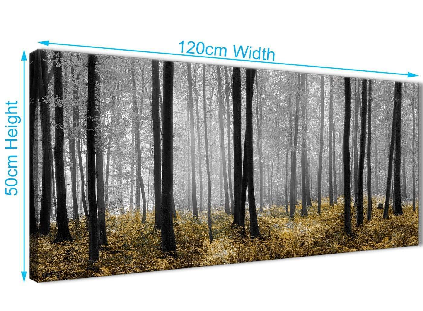 Yellow and Grey Forest Woodland Trees Canvas Wall Art