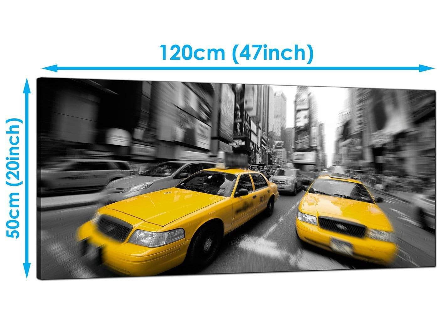 Black White Yellow Grey New York Taxi City Canvas