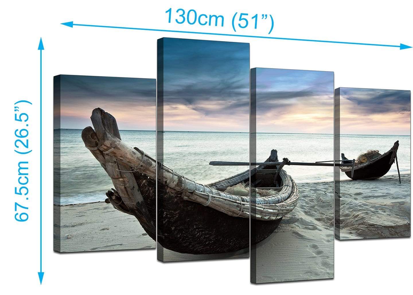 Thailand Fishing Boats Sunset Beach Modern Canvas Art