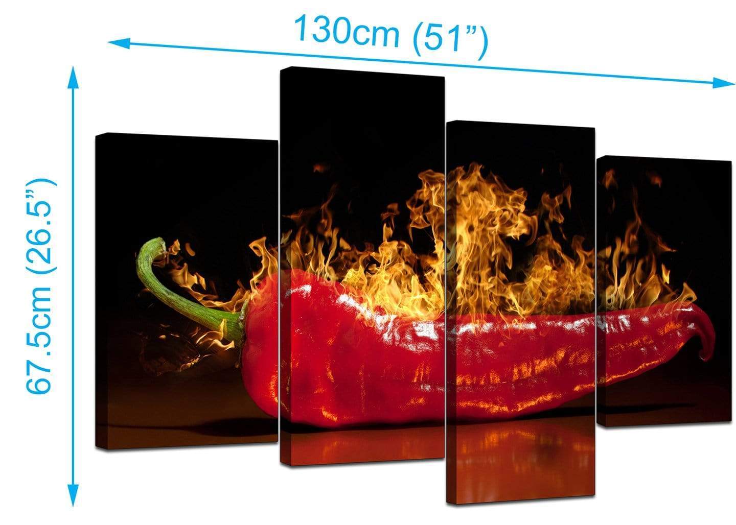 Red Hot Chilli Pepper Flaming Black Canvas