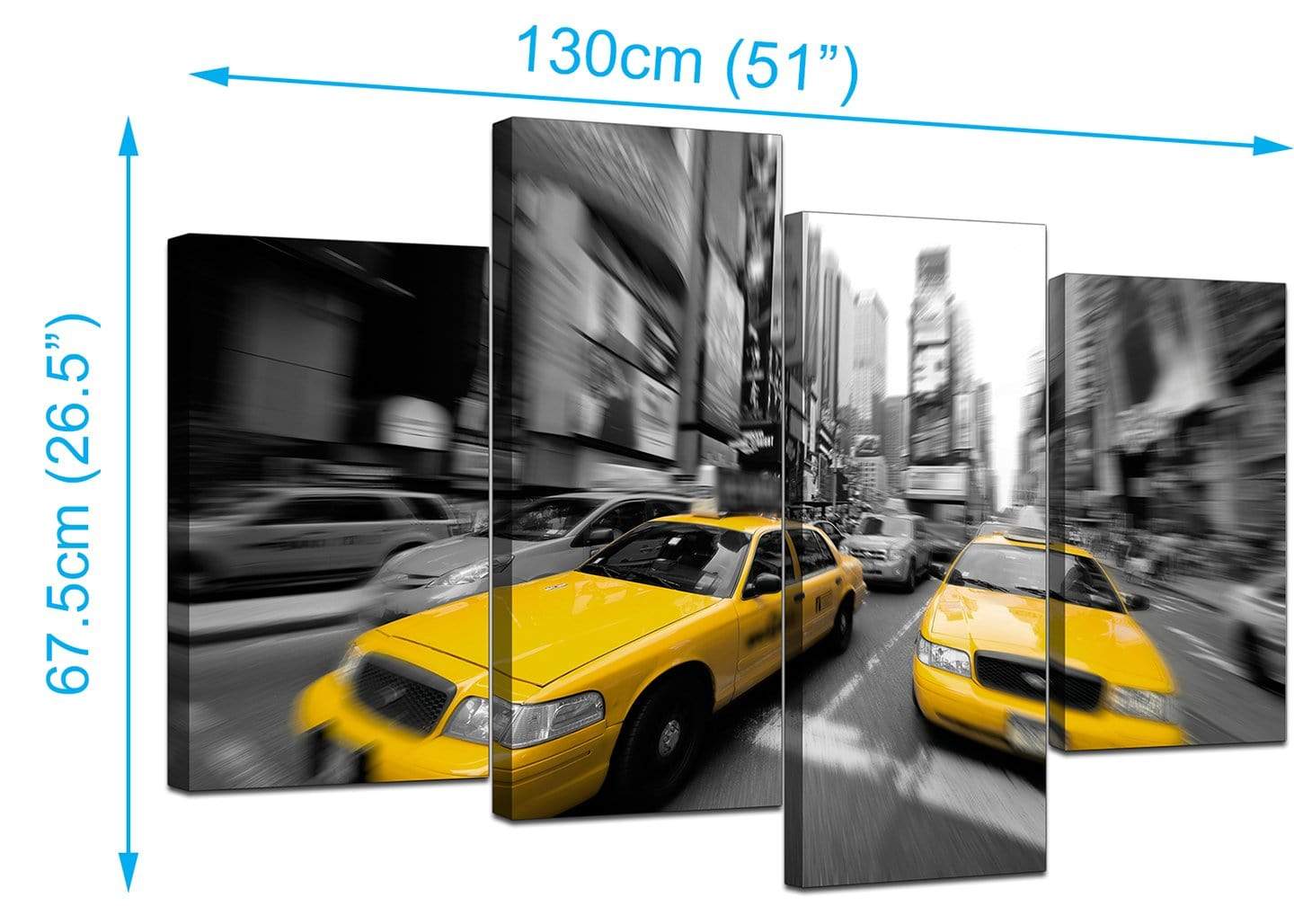 Black White Yellow Grey New York Taxi City Canvas