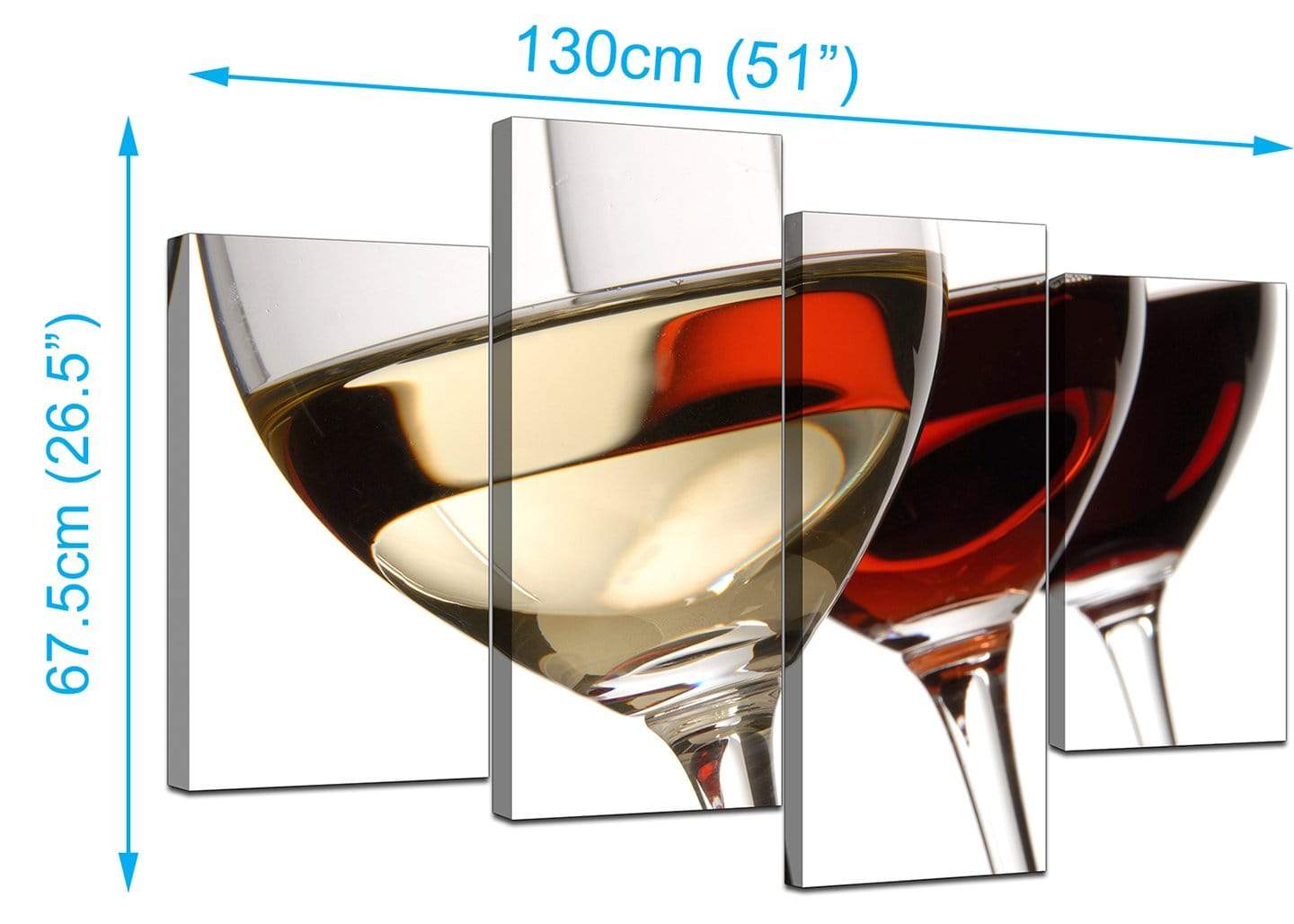 Red White Wine Glasses Kitchen Canvas