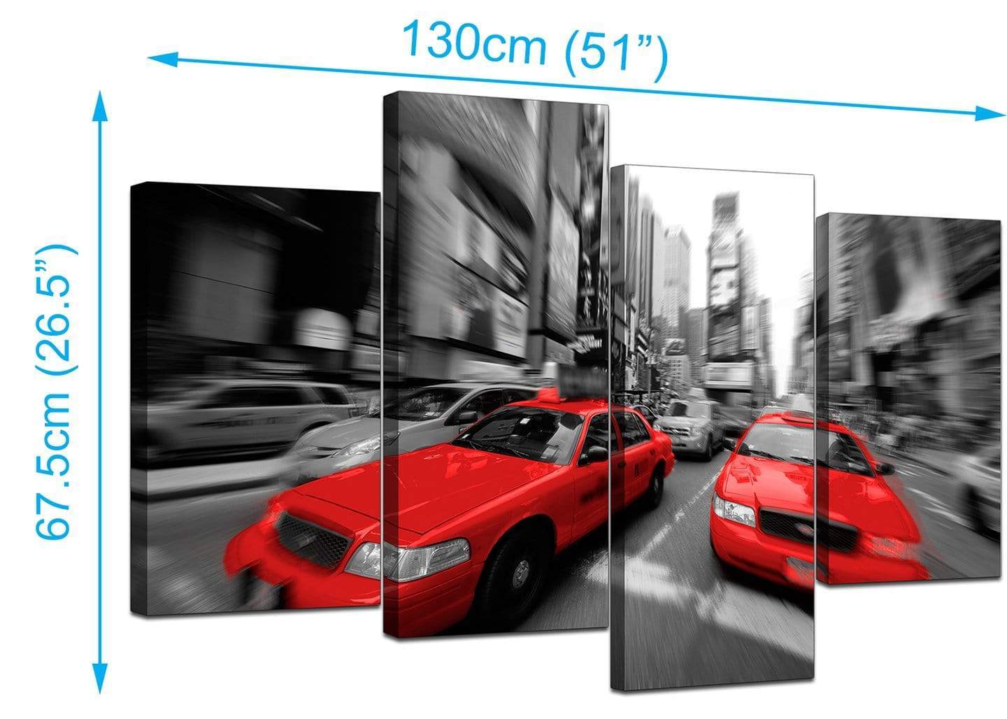 Red Black White Grey New York Taxi Cab City Canvas