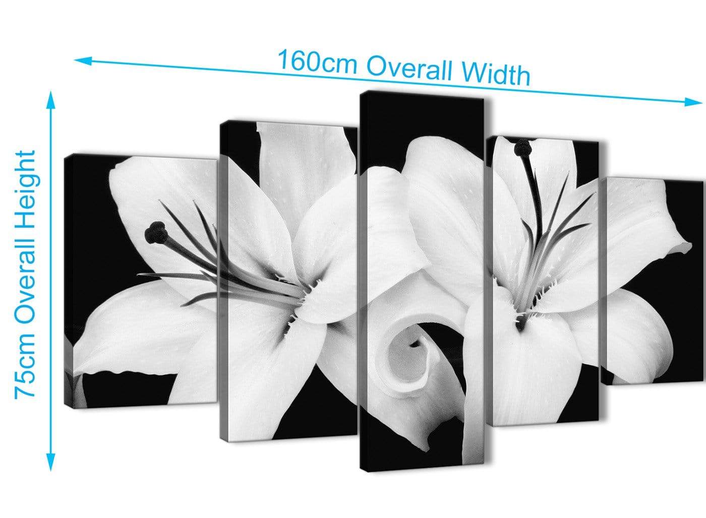 Black White Lily Flower Bedroom Canvas Wall Art Accessories Print