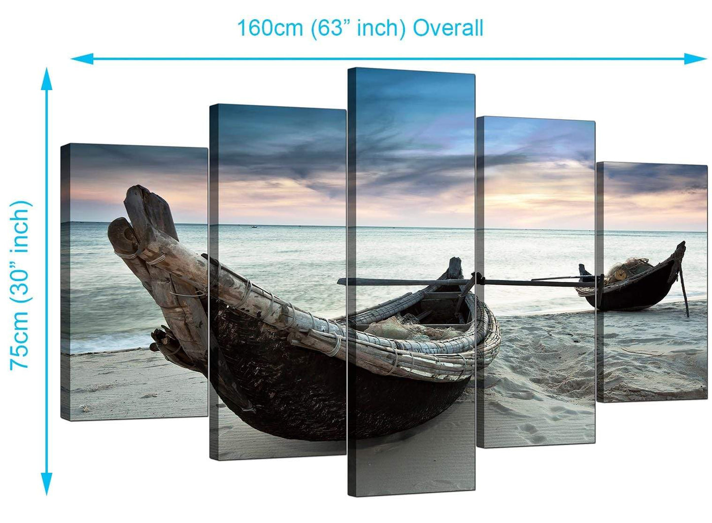 Thailand Fishing Boats Sunset Beach Modern Canvas Art