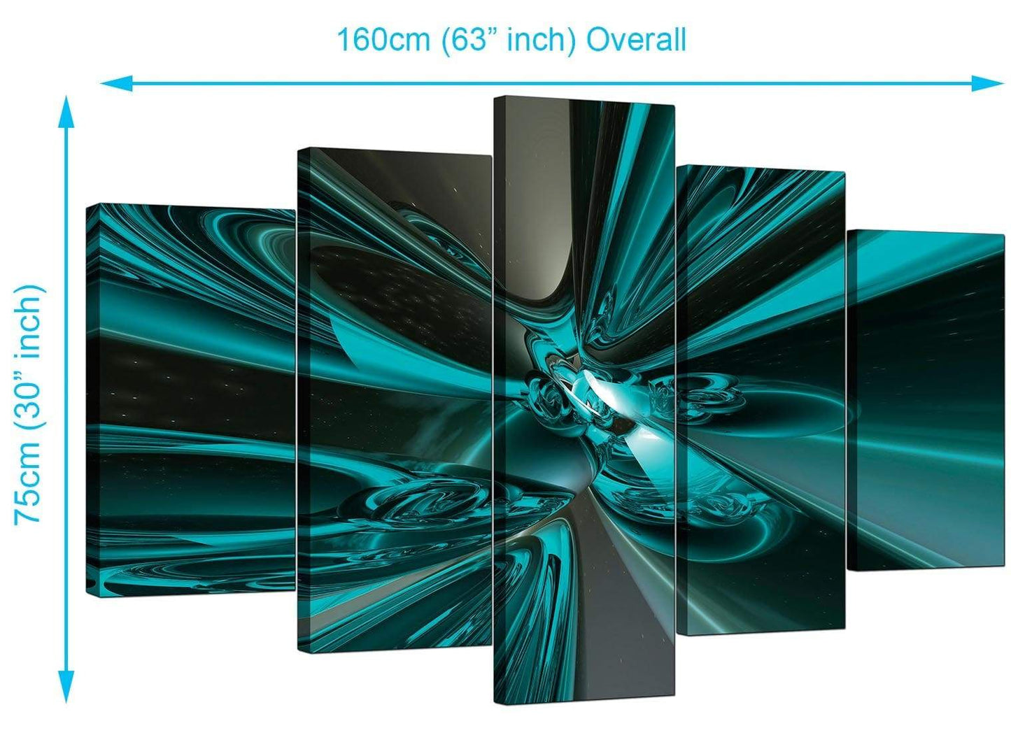 Modern Teal and Grey Cyclone Abstract Canvas