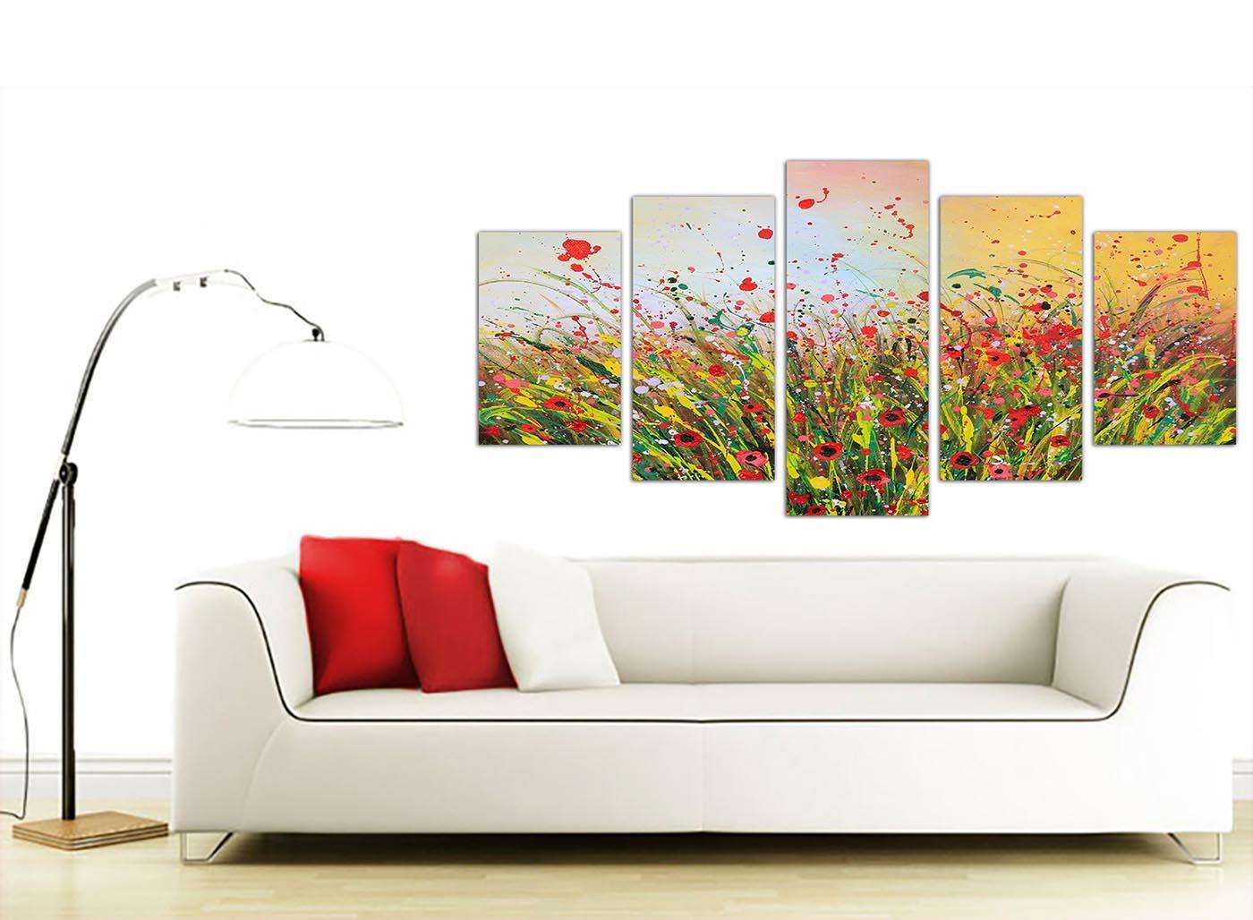 Modern Abstract Summertime Flowers Red Floral Canvas Prints