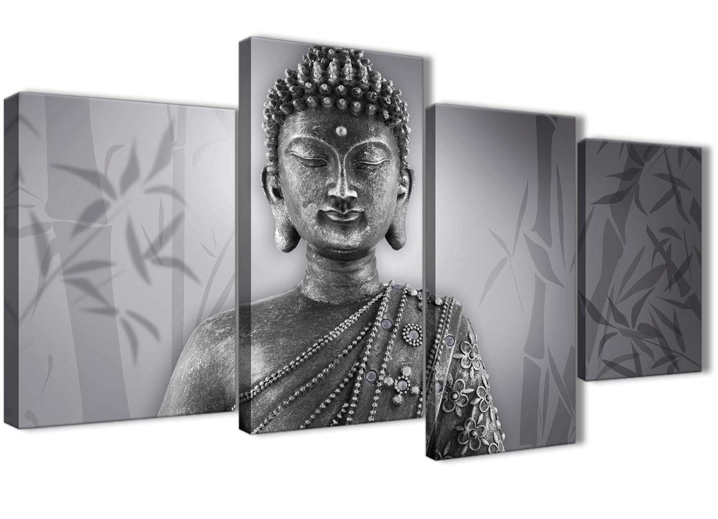Black and White Buddhism Canvas Wall Art