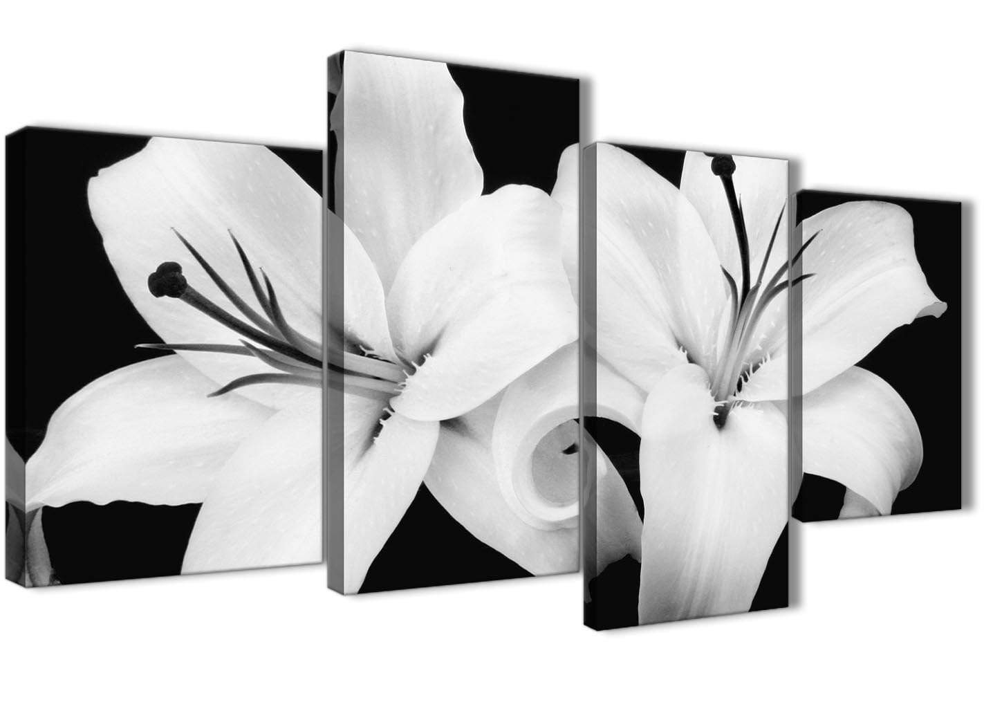 Black White Lily Flower Bedroom Canvas Wall Art Accessories Print
