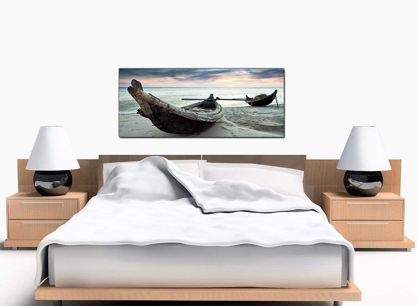 Thailand Fishing Boats Sunset Beach Modern Canvas Art