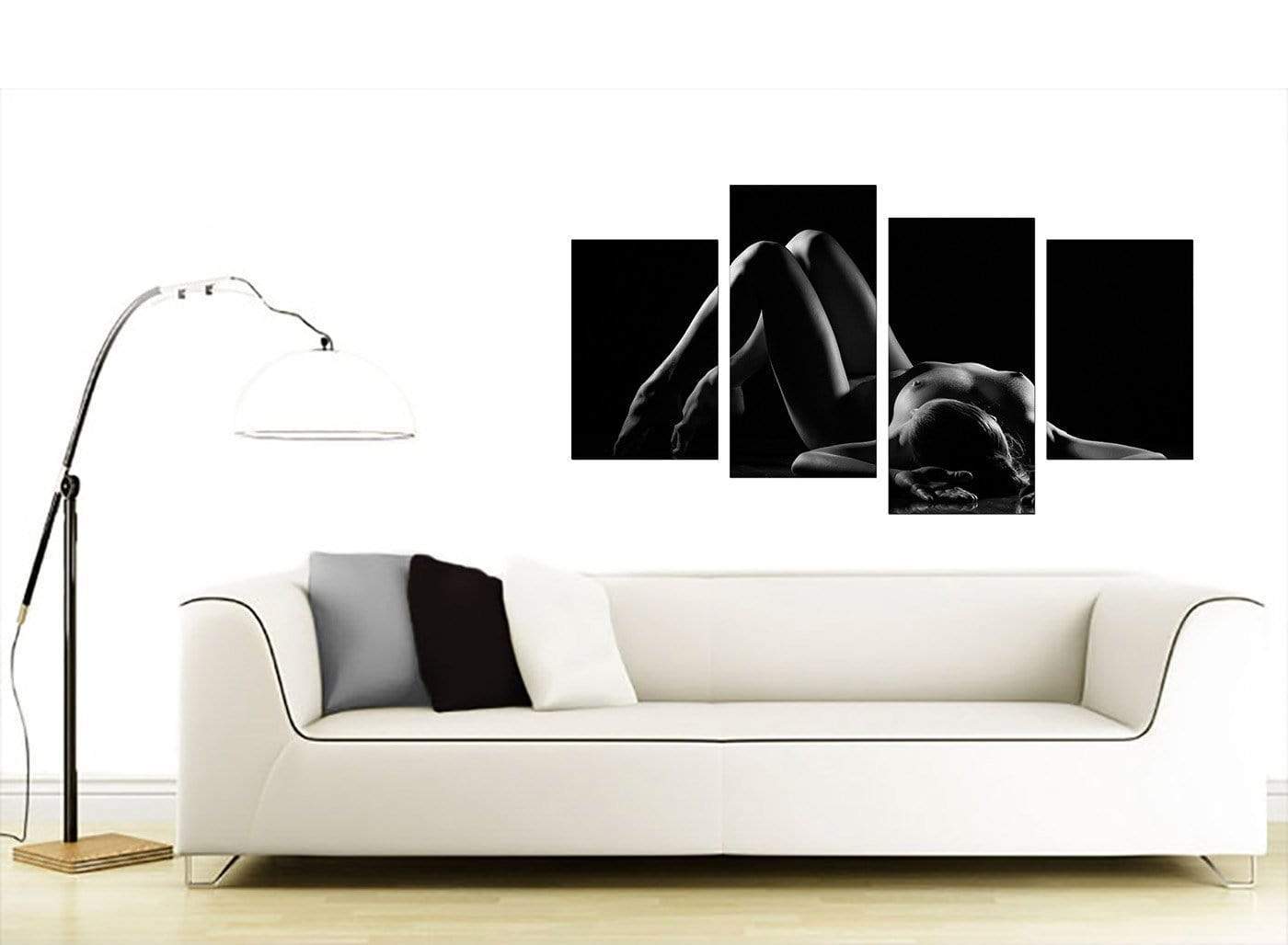 Modern Bedroom Black White Woman Nude Erotic Canvas
