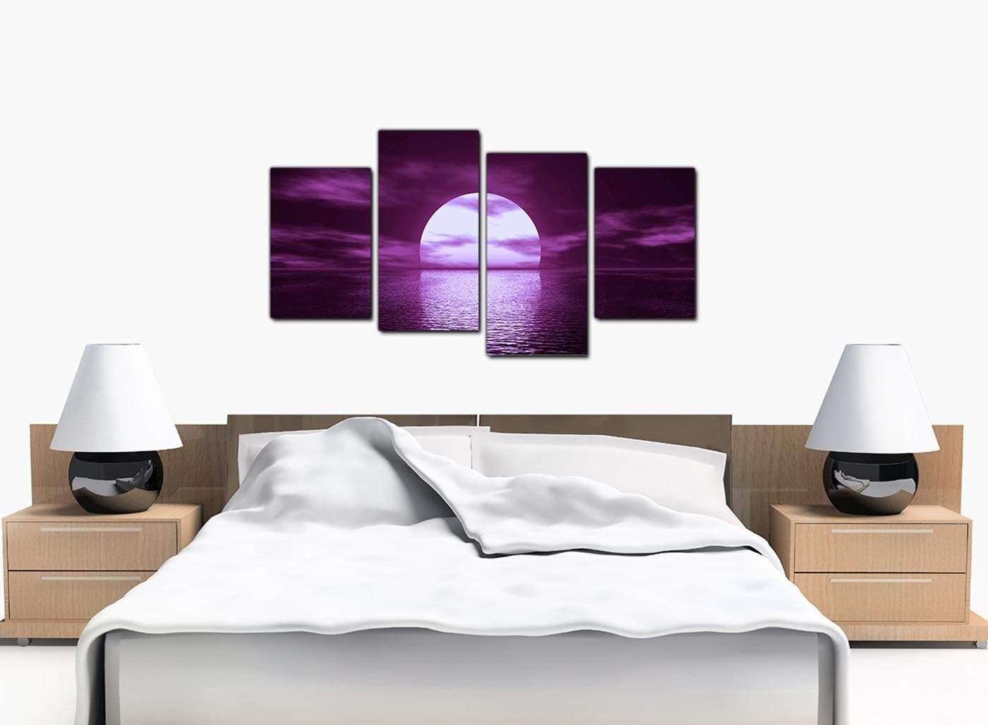 Purple Sunset Ocean Sky Landscape Canvas