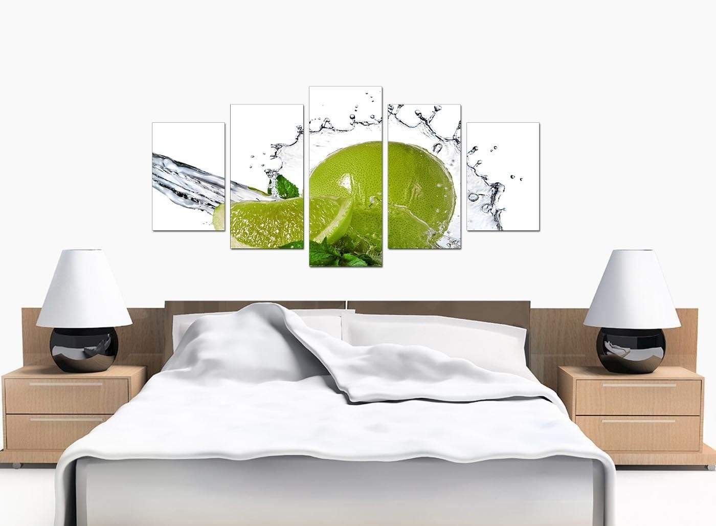 Lime Green White Fruit Splash Kitchen Canvas