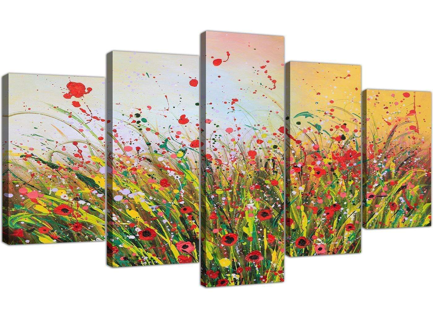 Modern Abstract Summertime Flowers Red Floral Canvas Prints