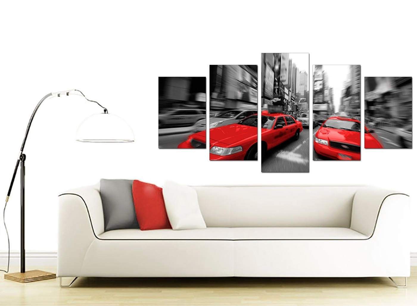 Red Black White Grey New York Taxi Cab City Canvas