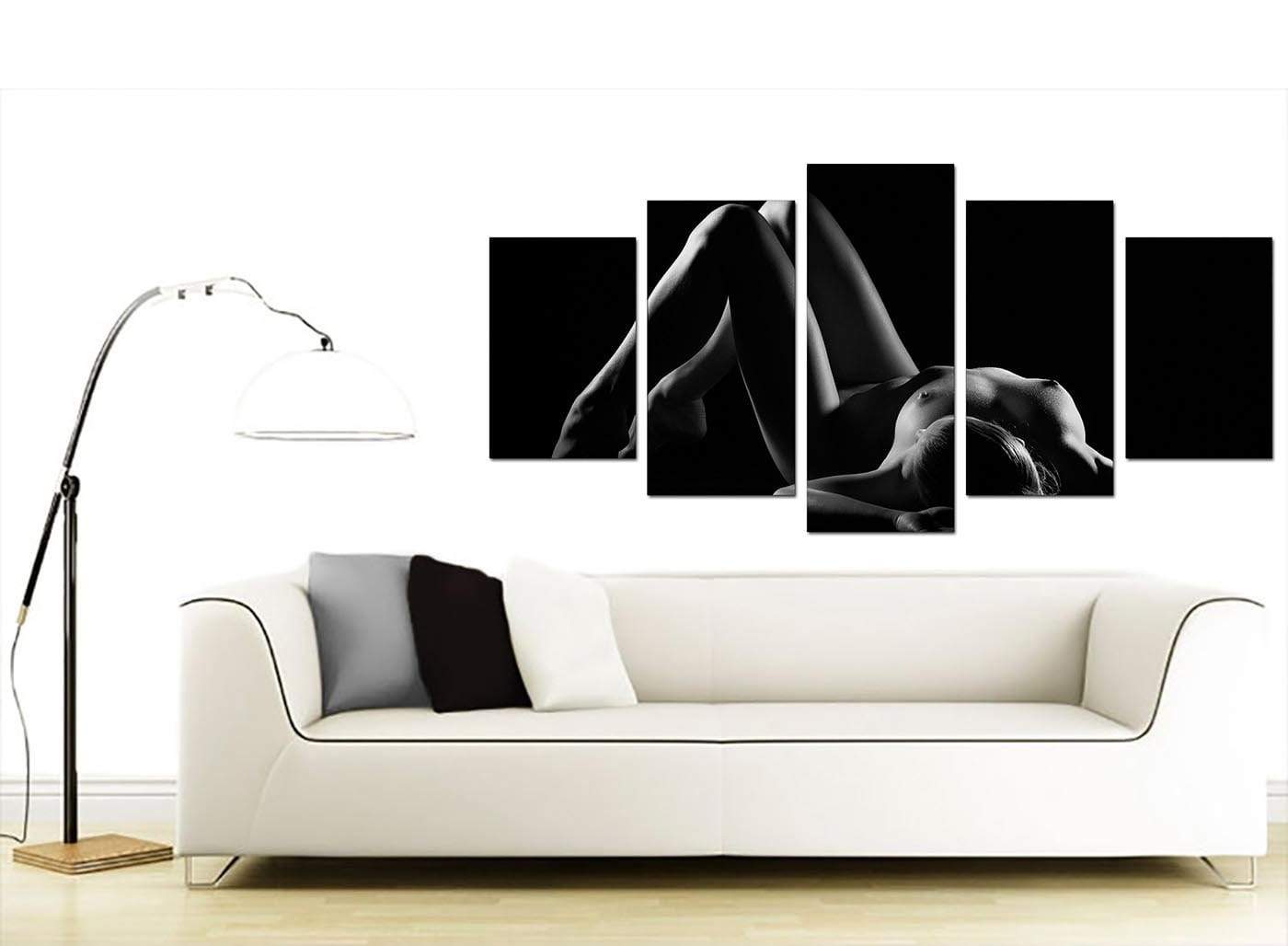 Modern Bedroom Black White Woman Nude Erotic Canvas