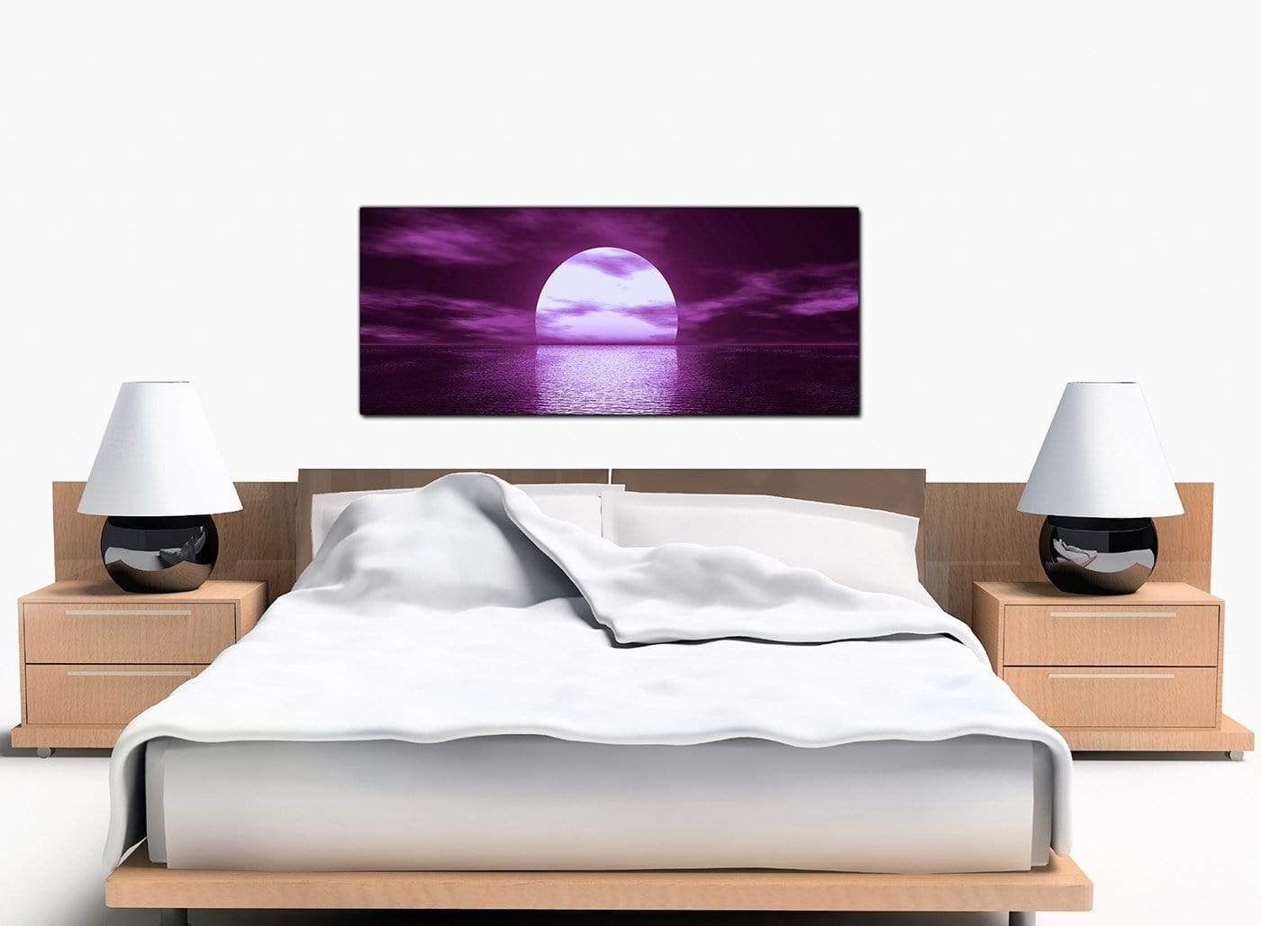 Purple Sunset Ocean Sky Landscape Canvas
