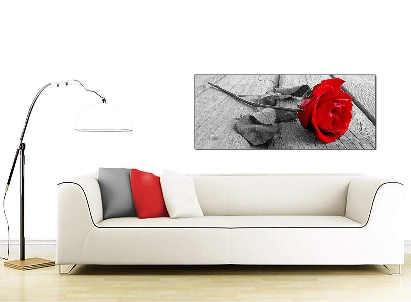Red Rose Grey Black White Flower Floral Modern Canvas Art
