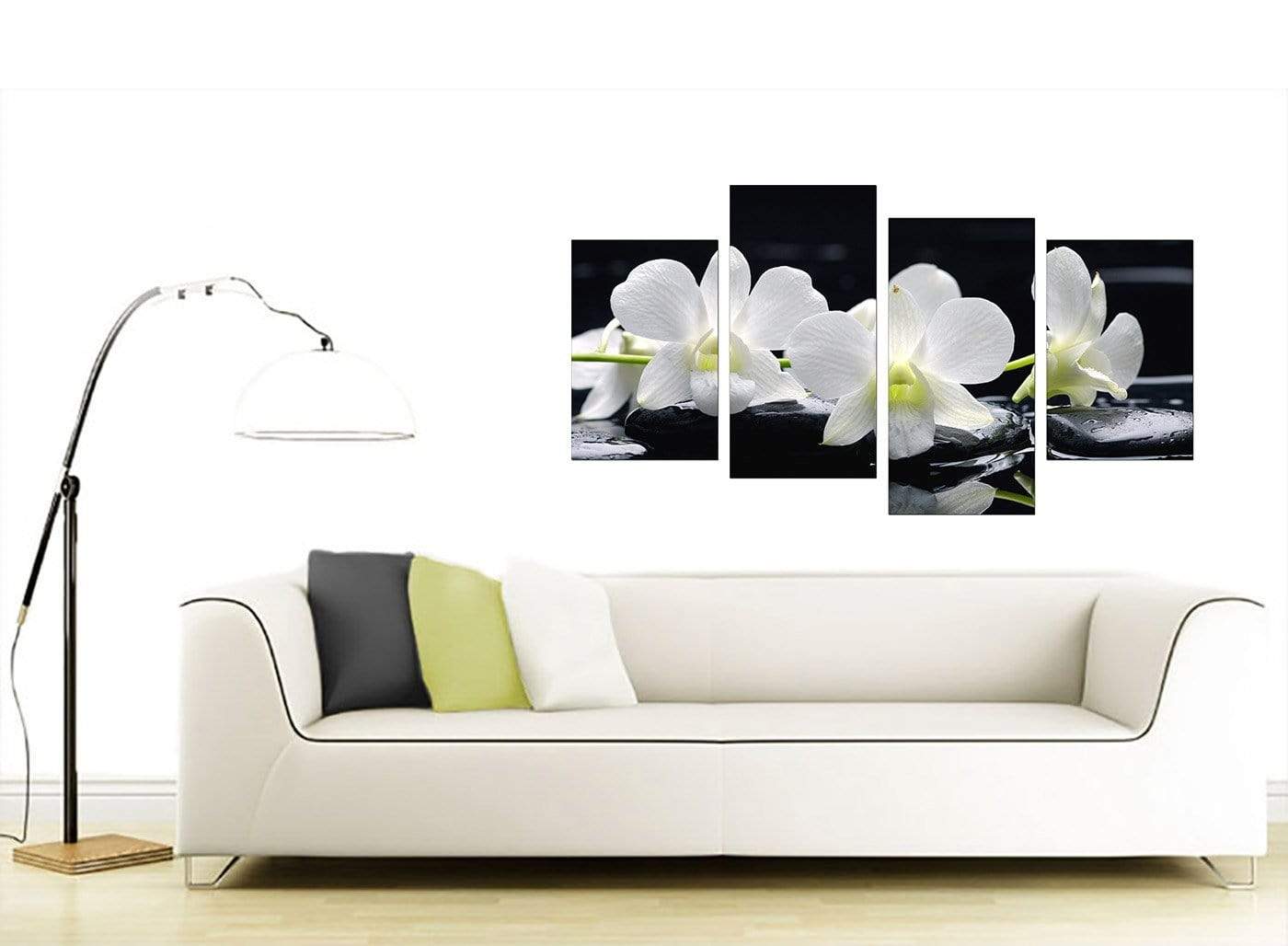 Black and White Orchid Flower Floral Canvas