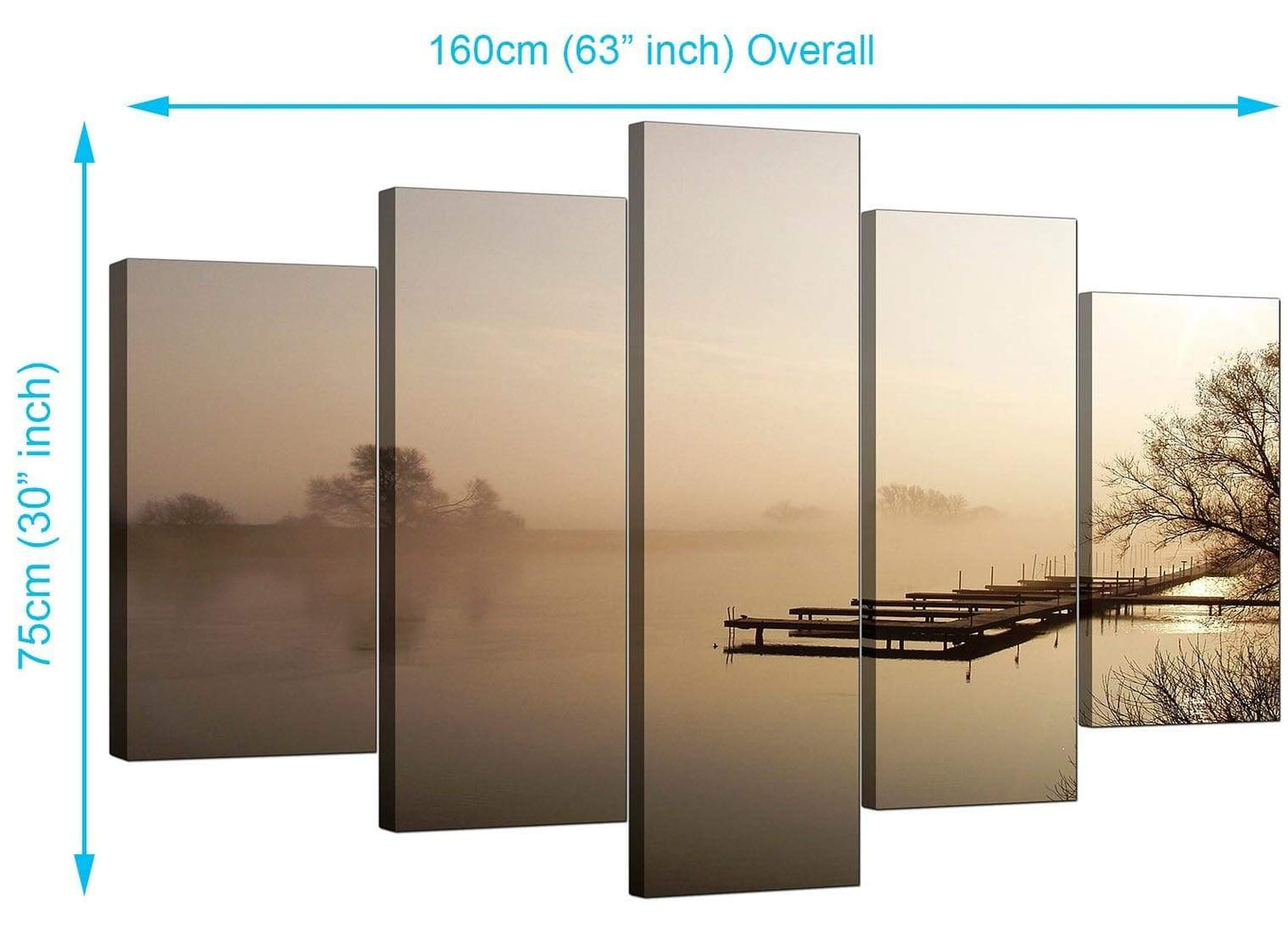 Sepia Brown Sunset Jetty Sunset View Landscape Canvas Art