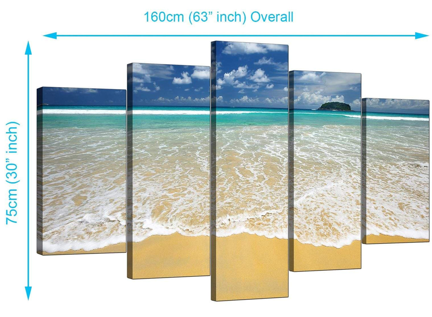 Modern Tropical Ocean Sandy Shore Scene Beach Canvas