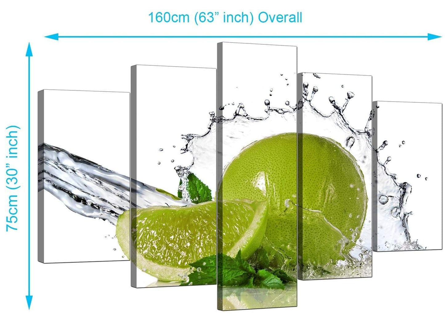Lime Green White Fruit Splash Kitchen Canvas