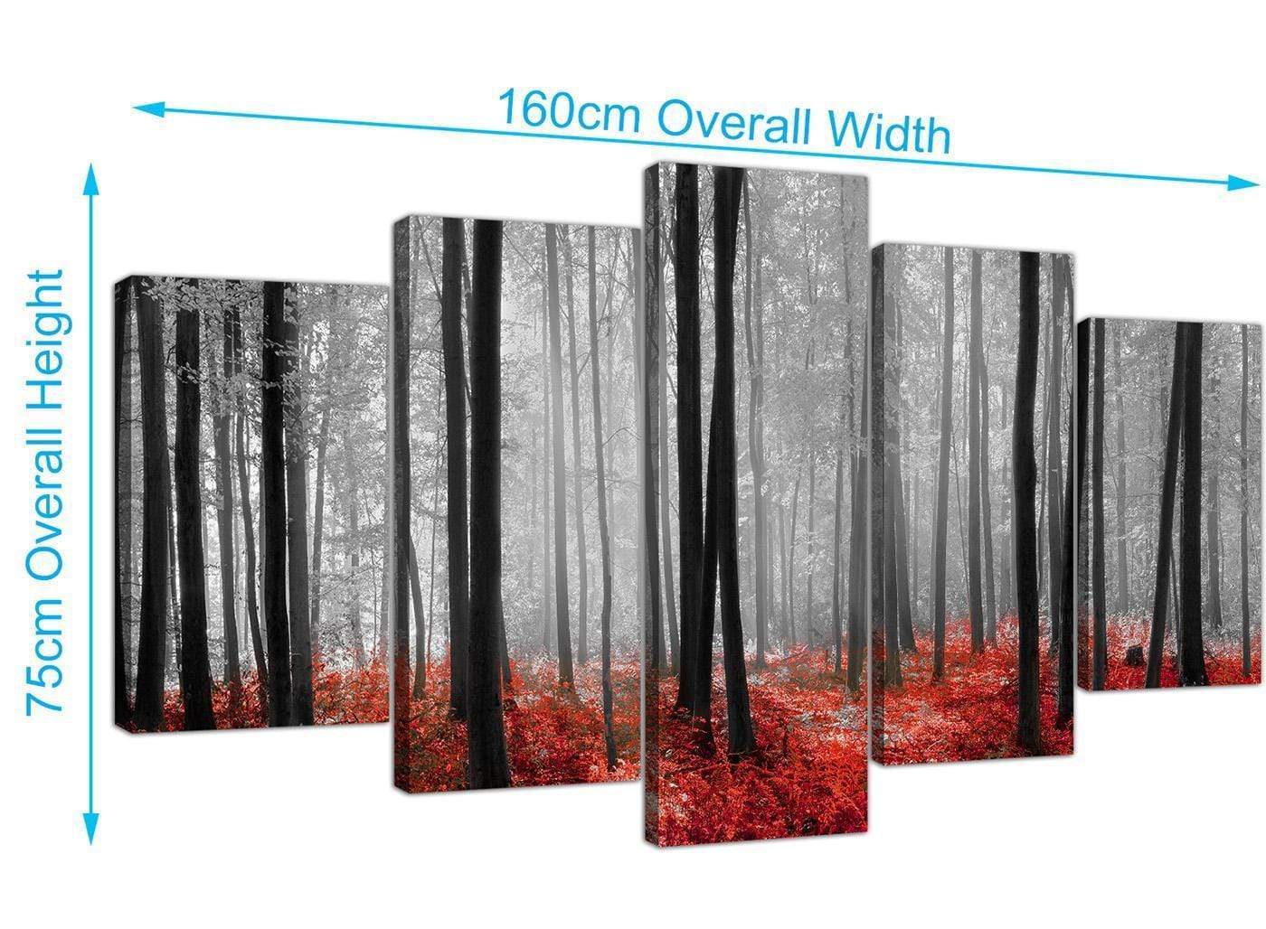 Black White Red Grey Forest Woodland Trees Canvas