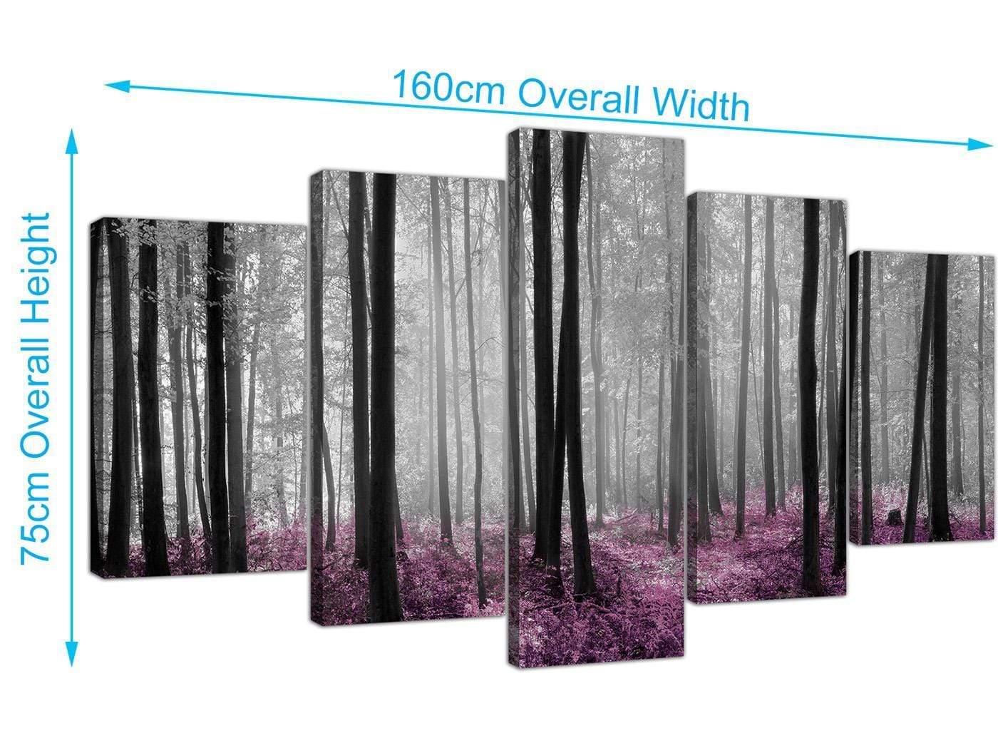 Modern Black Grey Plum Purple Forest Trees Landscape Canvas