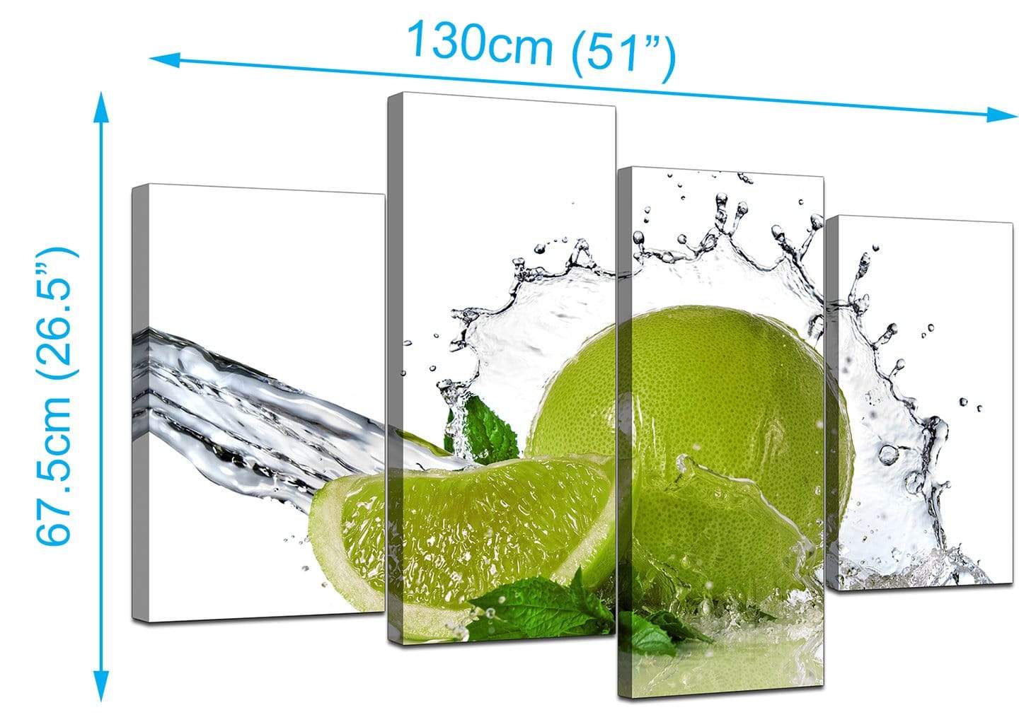 Lime Green White Fruit Splash Kitchen Canvas