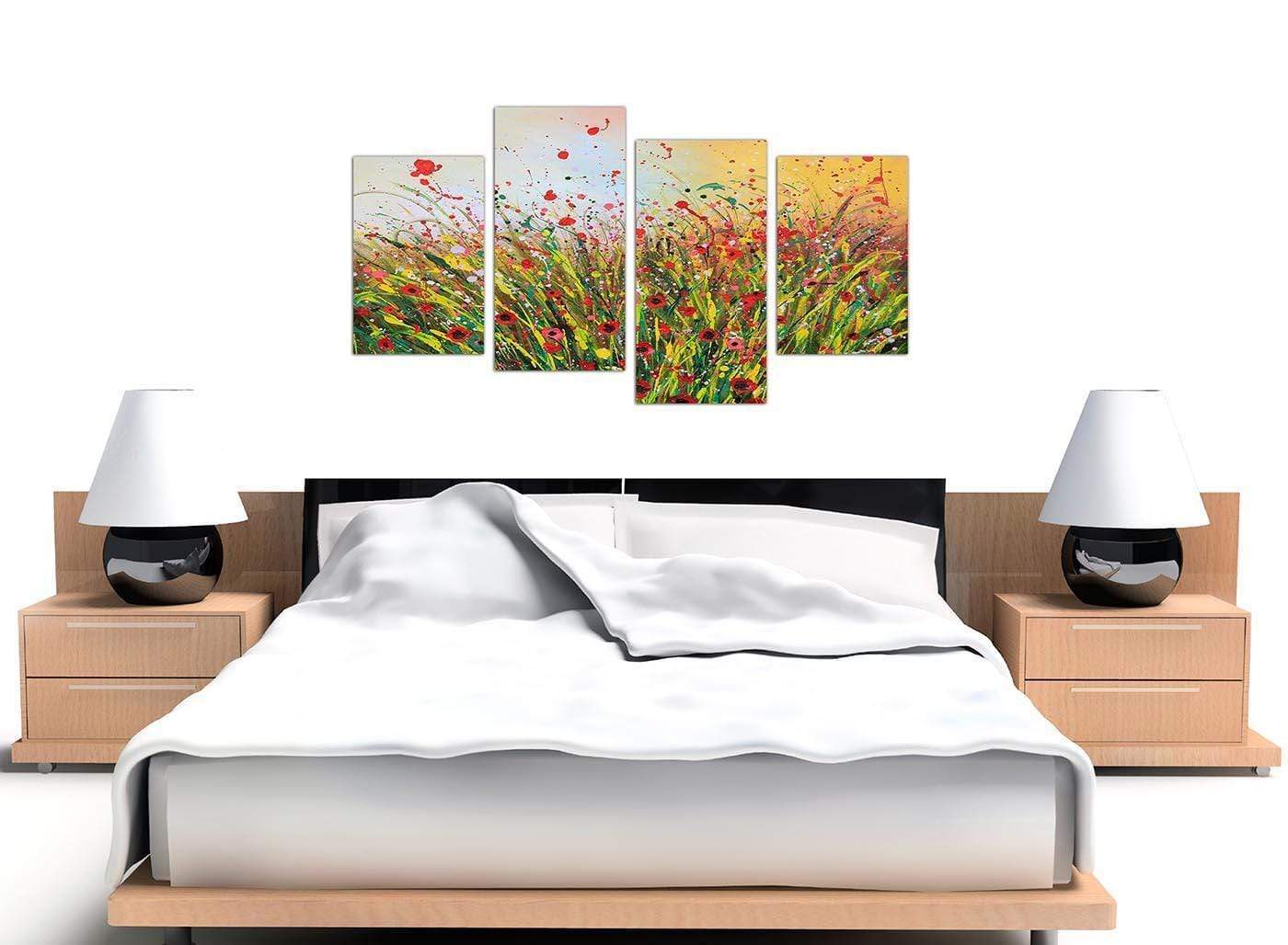 Modern Abstract Summertime Flowers Red Floral Canvas Prints
