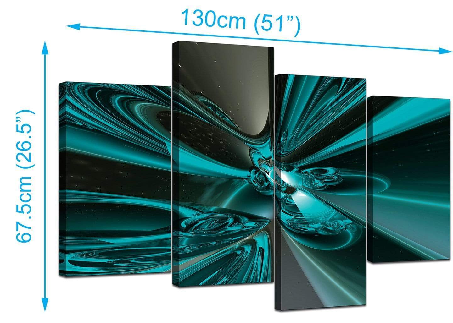 Modern Teal and Grey Cyclone Abstract Canvas