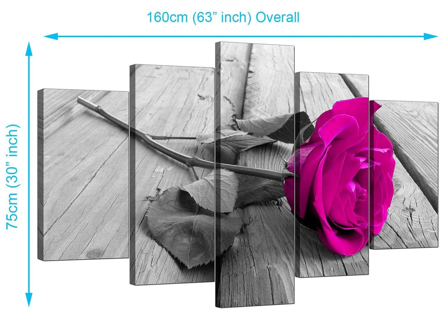 Pink Rose Grey Black White Flower Floral Canvas