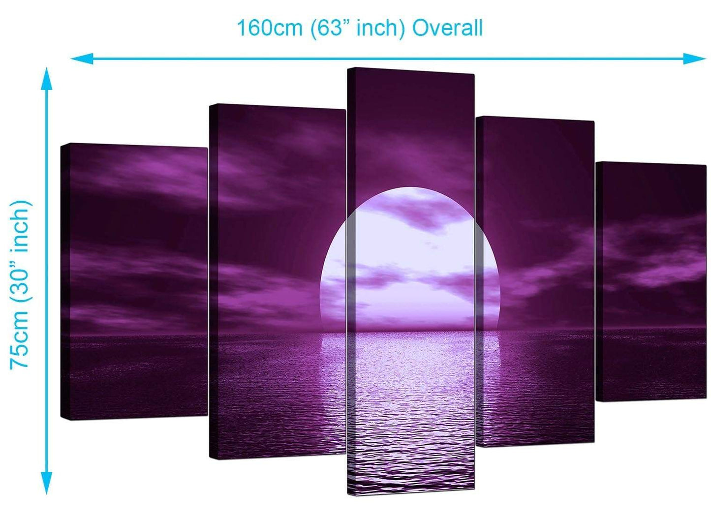 Purple Sunset Ocean Sky Landscape Canvas