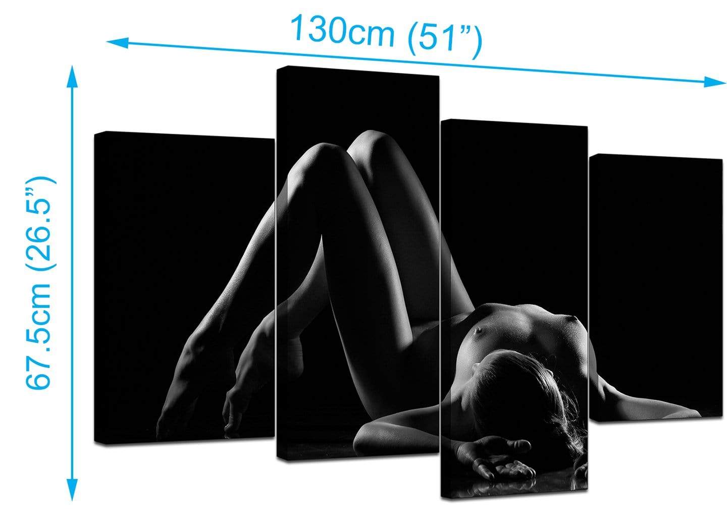 Modern Bedroom Black White Woman Nude Erotic Canvas