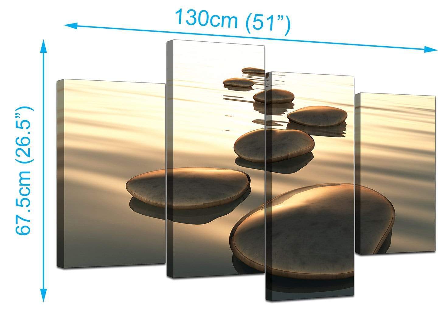 Modern Brown Zen Stepping Stones Lake Landscape Canvas