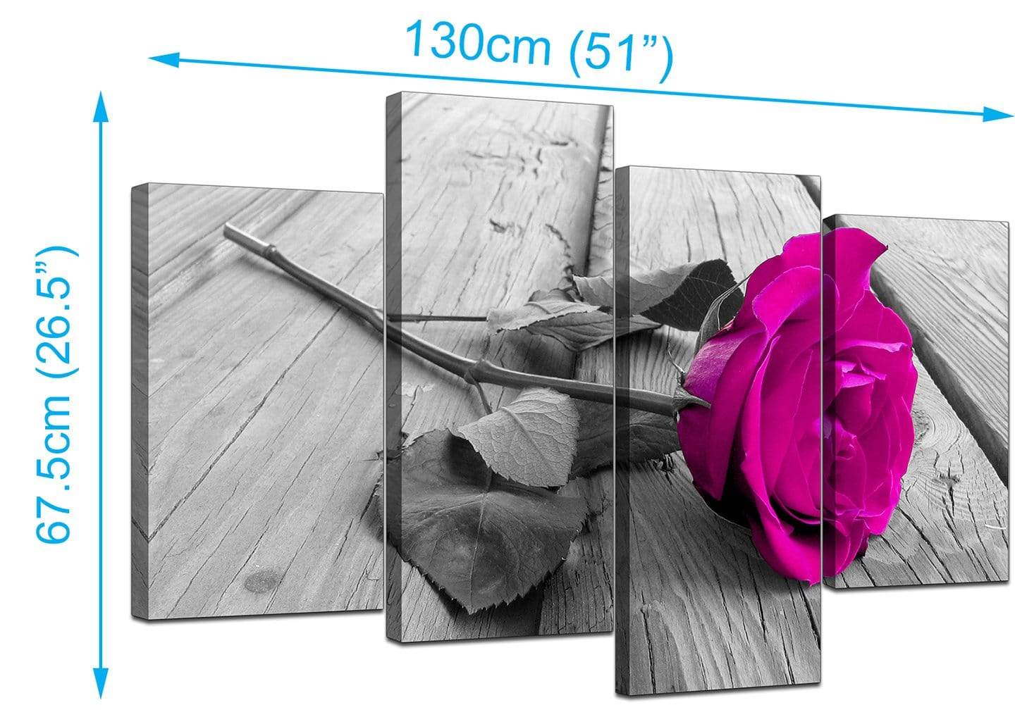 Pink Rose Grey Black White Flower Floral Canvas