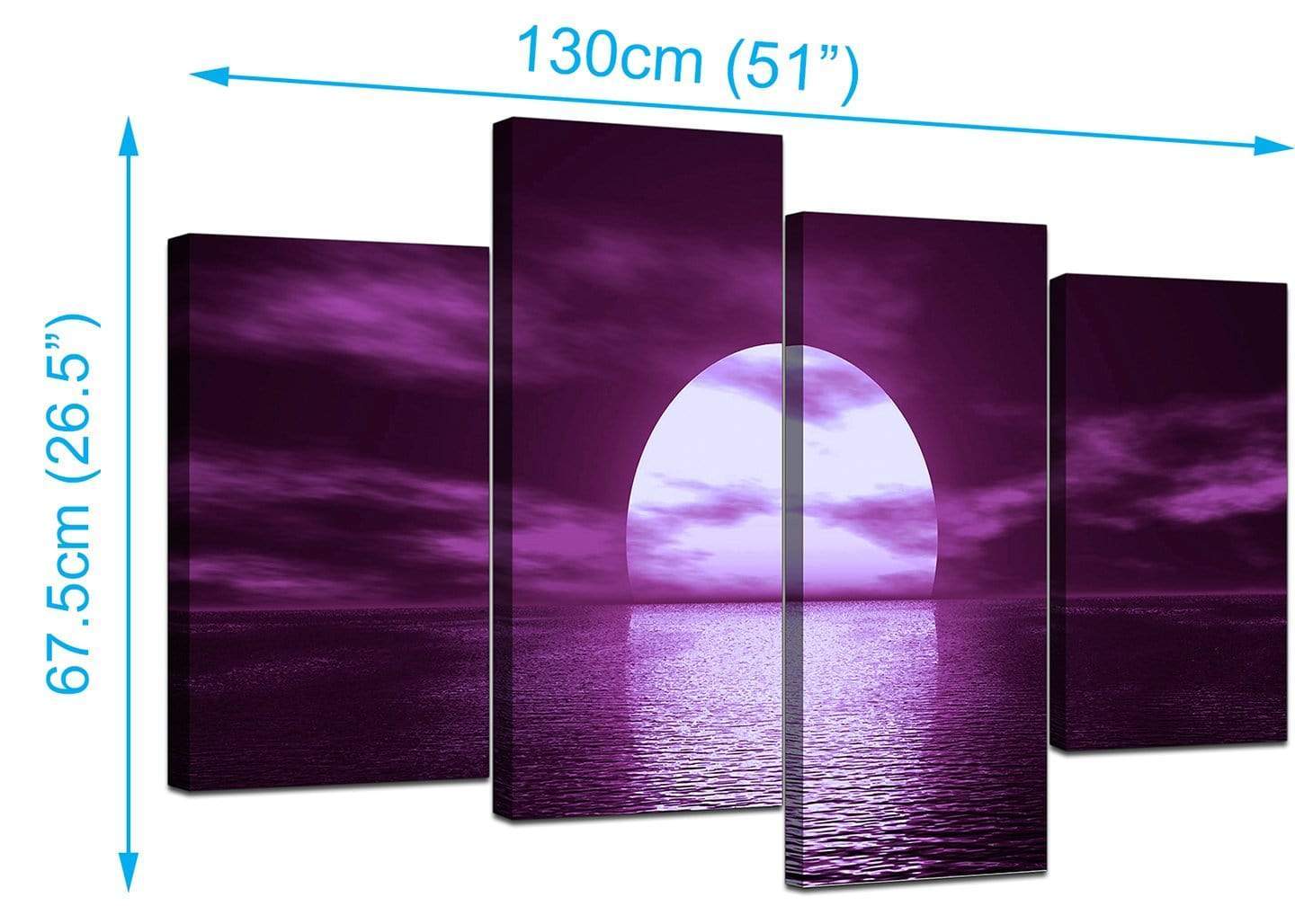 Purple Sunset Ocean Sky Landscape Canvas