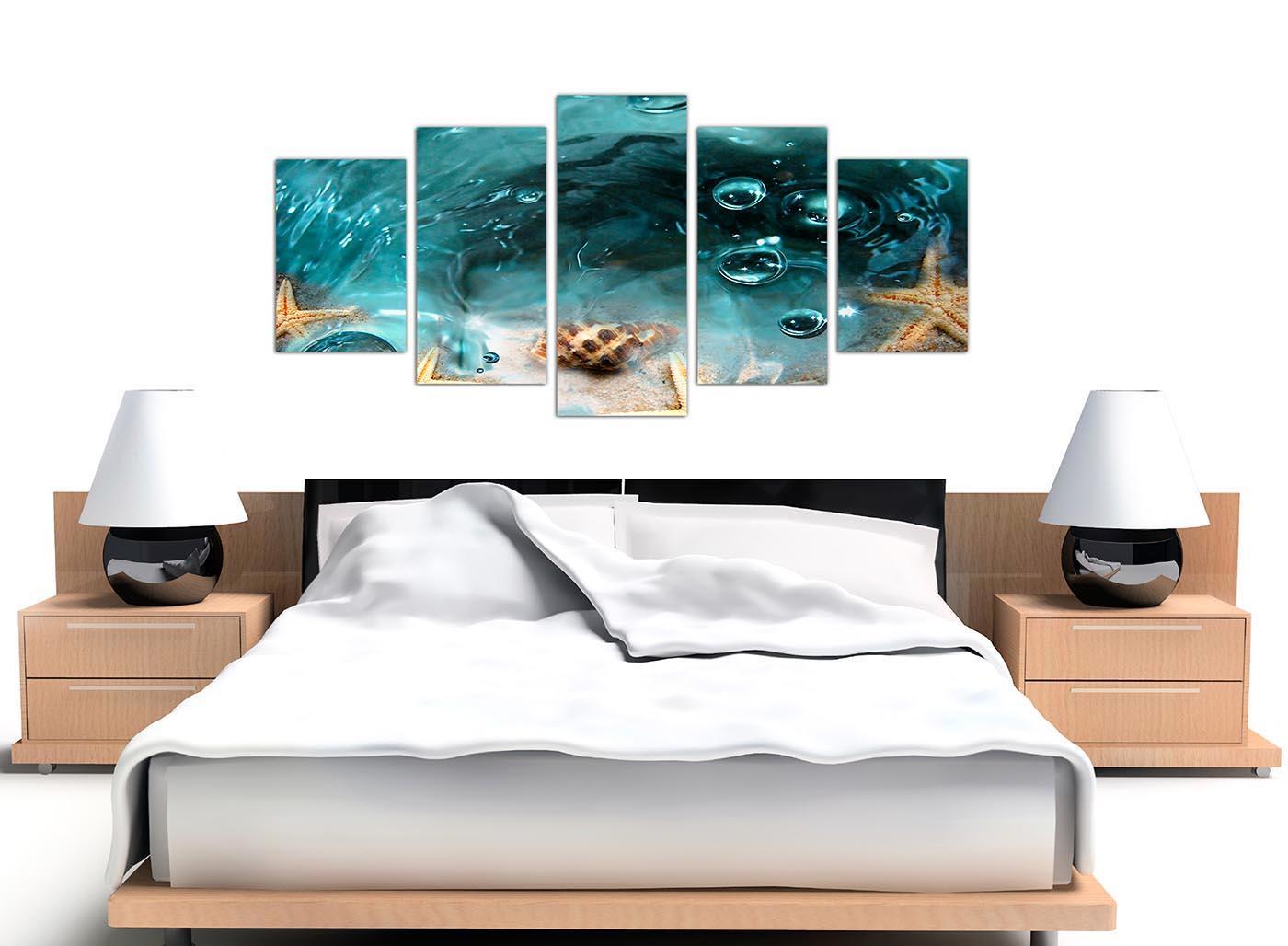 Teal Bathroom Sea Shells Starfish Beach Modern Canvas