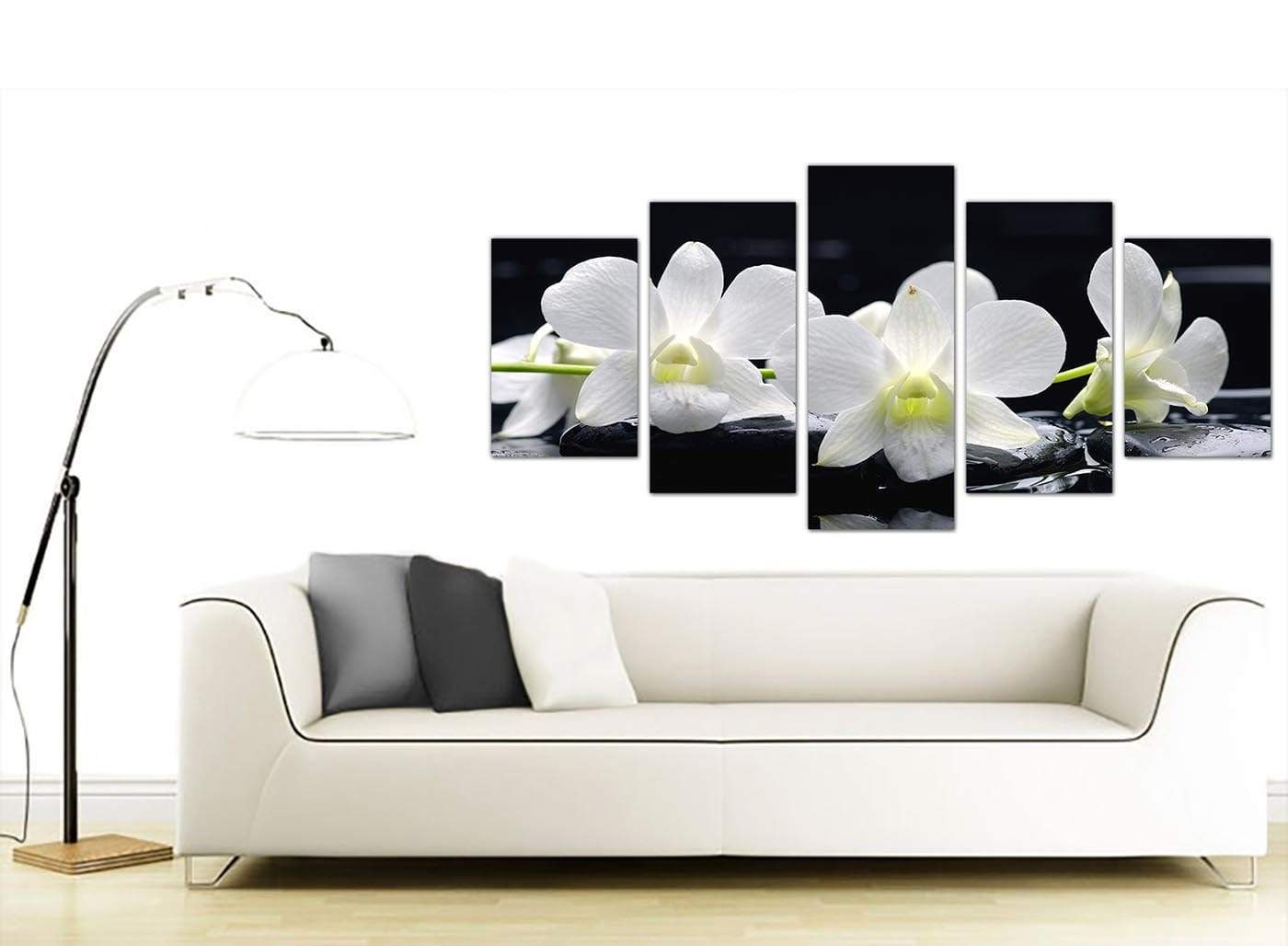 Black and White Orchid Flower Floral Canvas