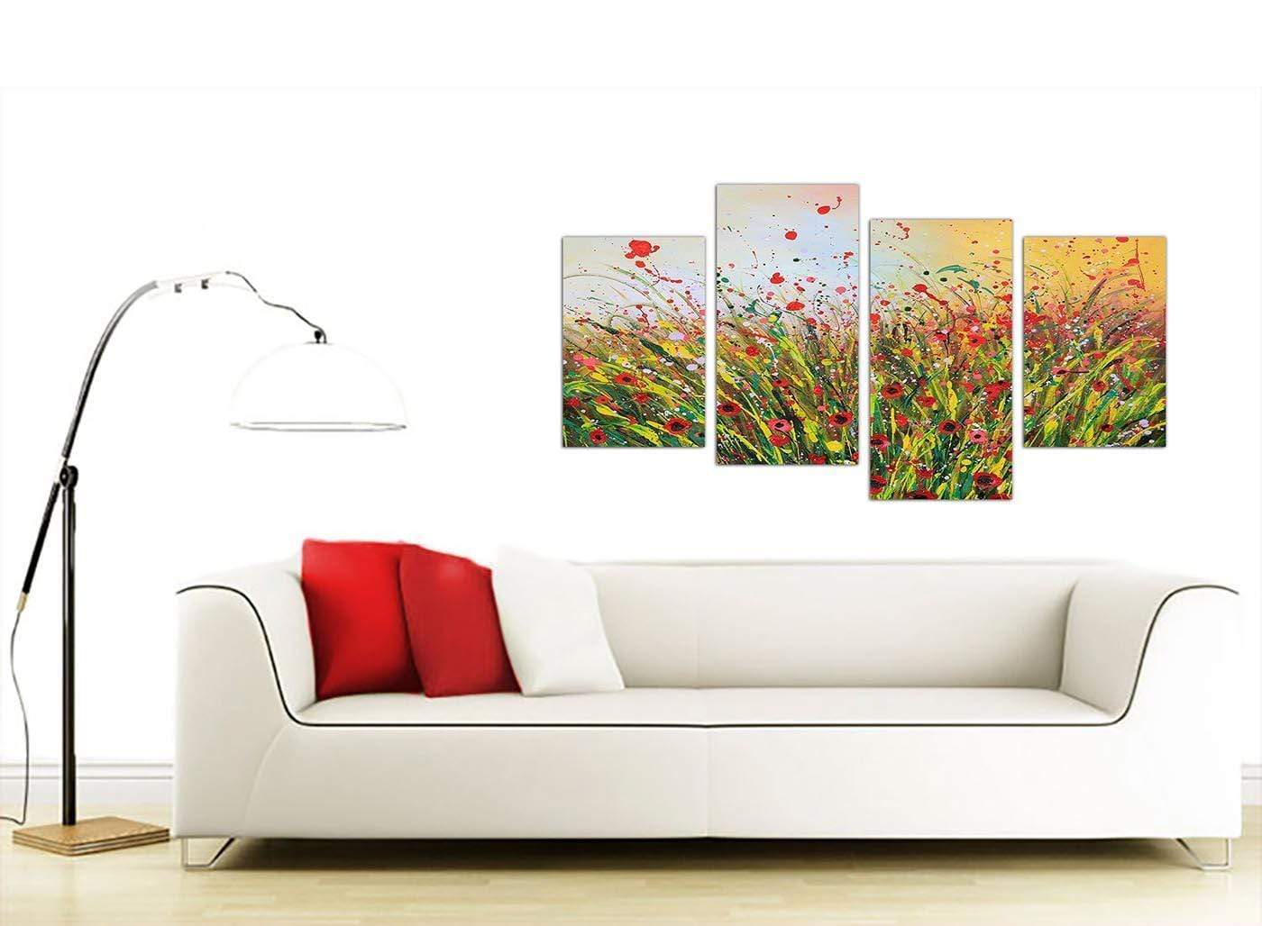 Modern Abstract Summertime Flowers Red Floral Canvas Prints