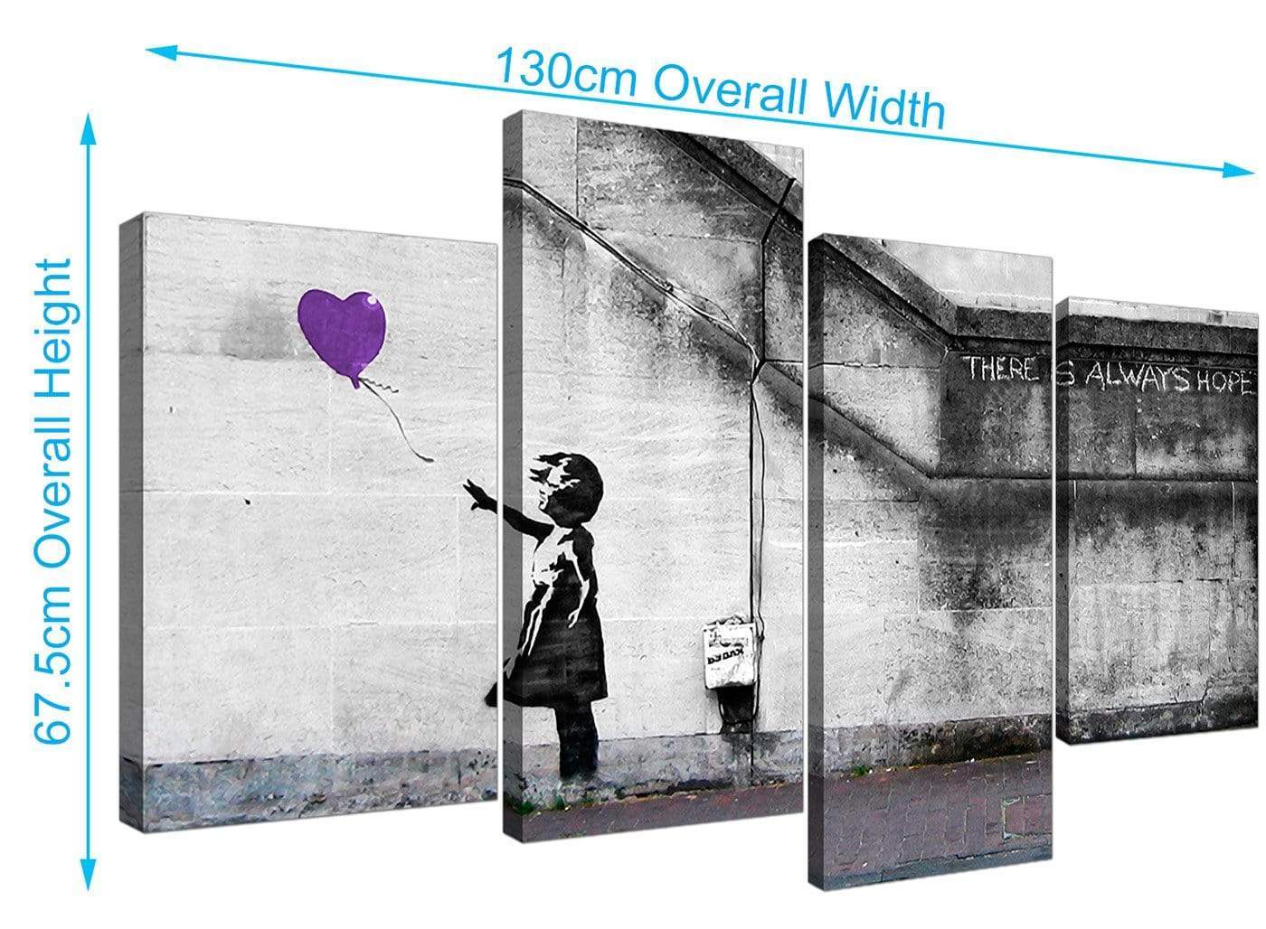 Banksy Balloon Girl Purple Heart Hope Canvas
