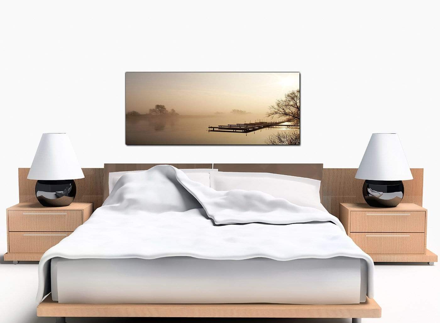 Sepia Brown Sunset Jetty Sunset View Landscape Canvas Art