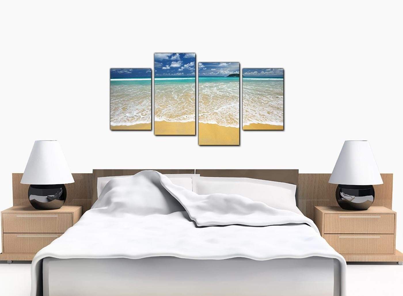 Modern Tropical Ocean Sandy Shore Scene Beach Canvas