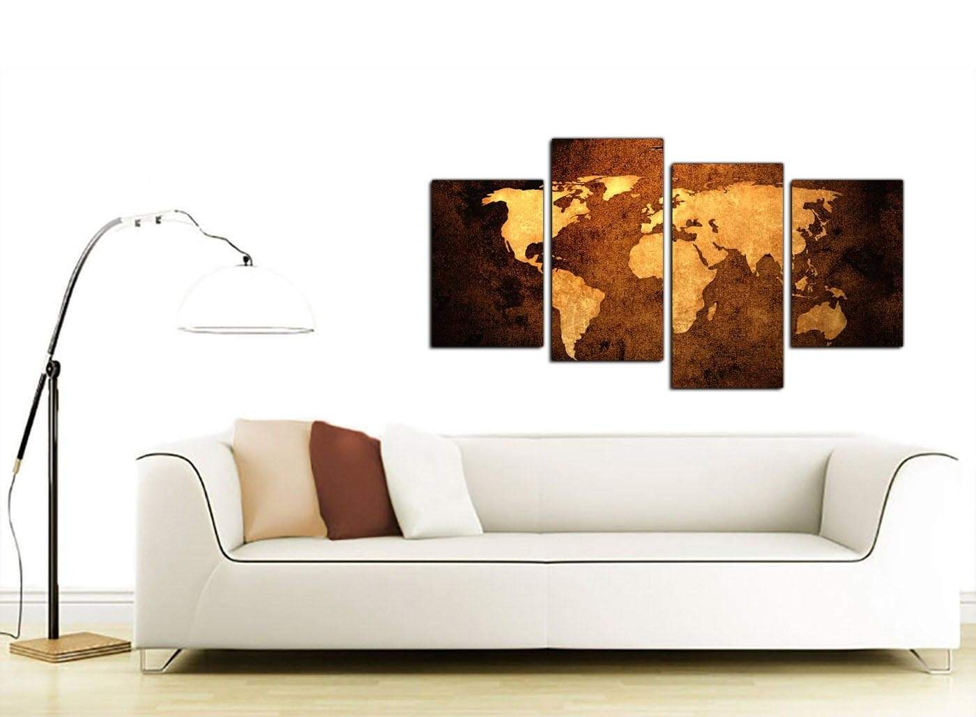 Old World Map - Brown Cream Canvas