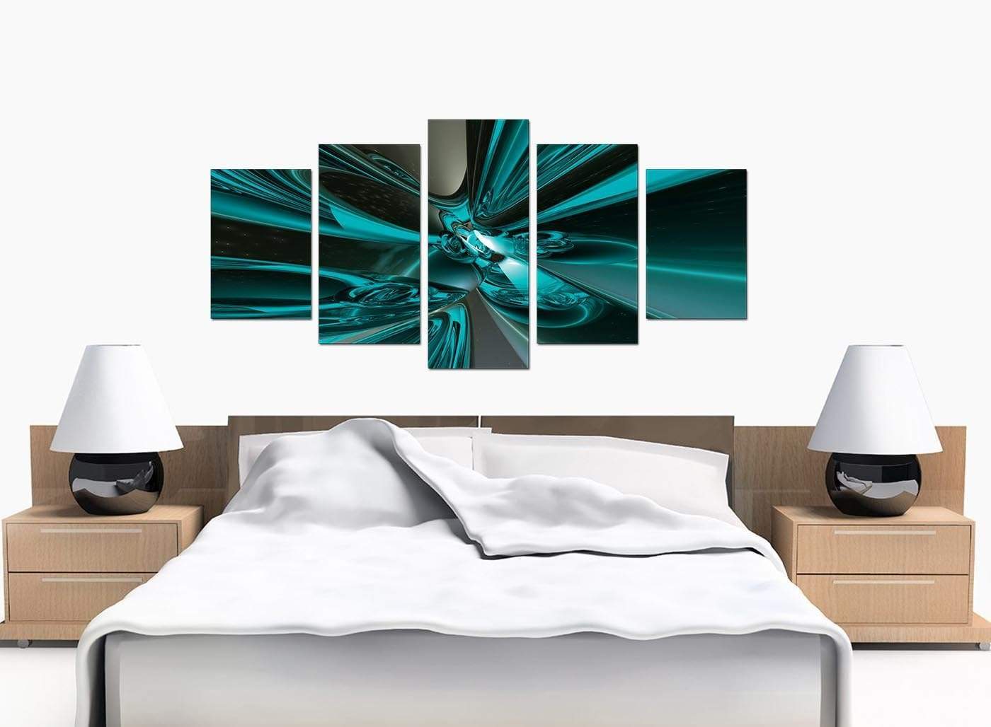 Modern Teal and Grey Cyclone Abstract Canvas